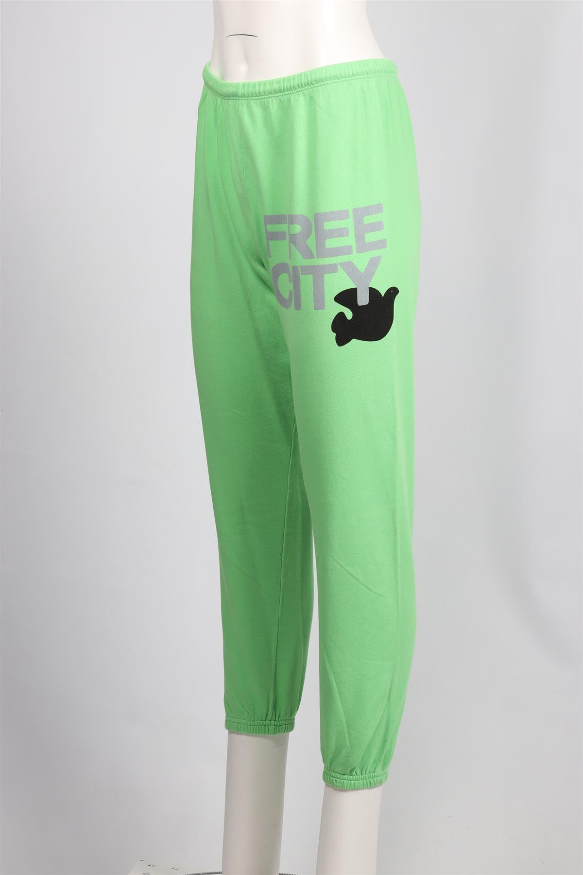 FREE CITY GREEN COTTON TRACK PANTS SMALL