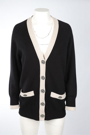 CHANEL BLACK 2016 CASHMERE CARDIGAN FR 38 UK 10