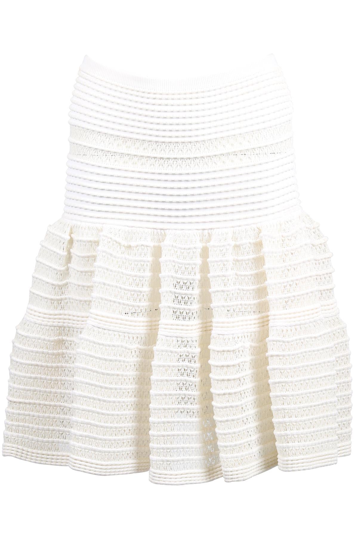ALAÏA CREAM COTTON BLEND MINI SKIRT XSMALL