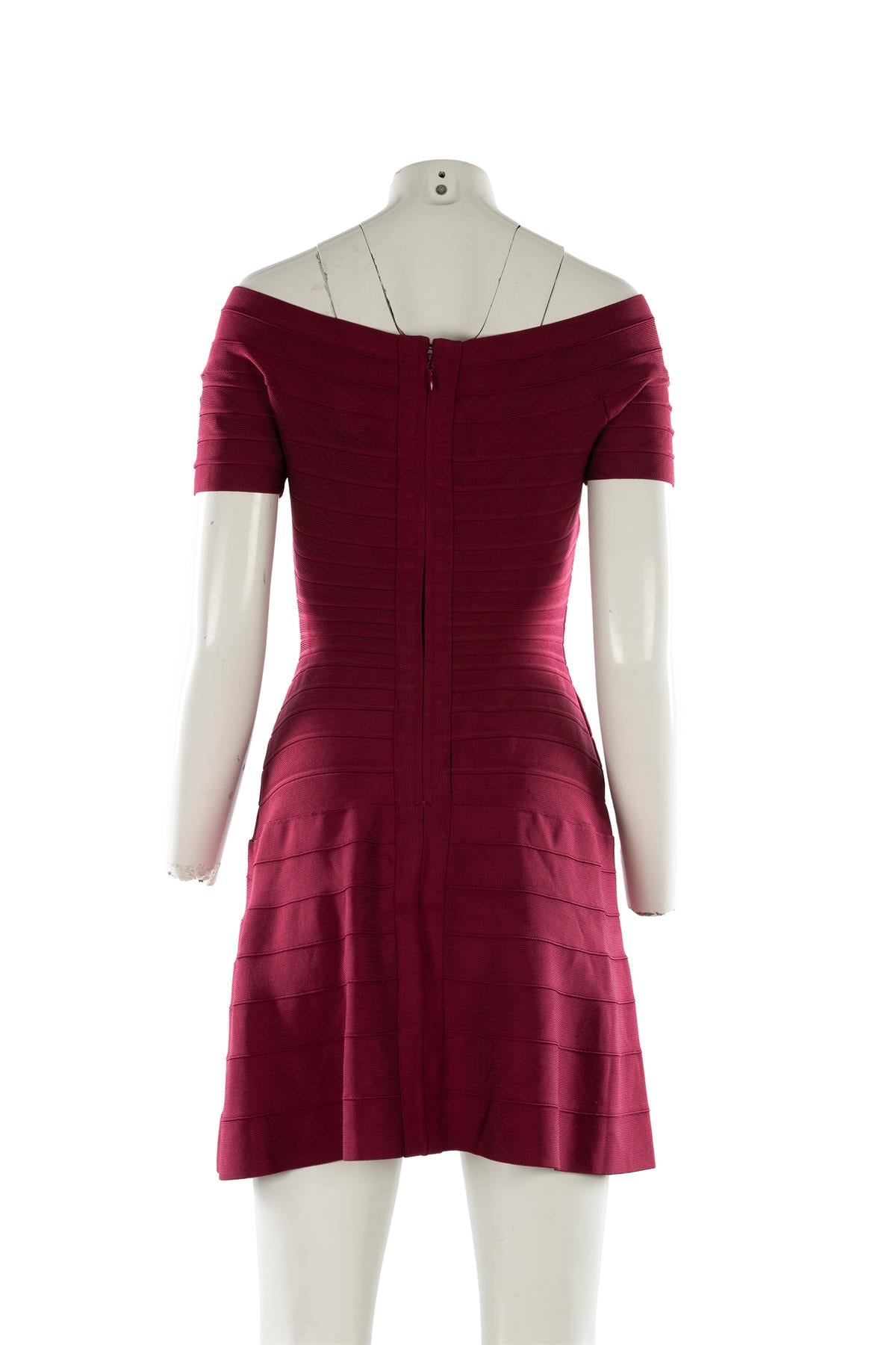 HERVE LEGER PINK BANDAGE MINI DRESS MEDIUM