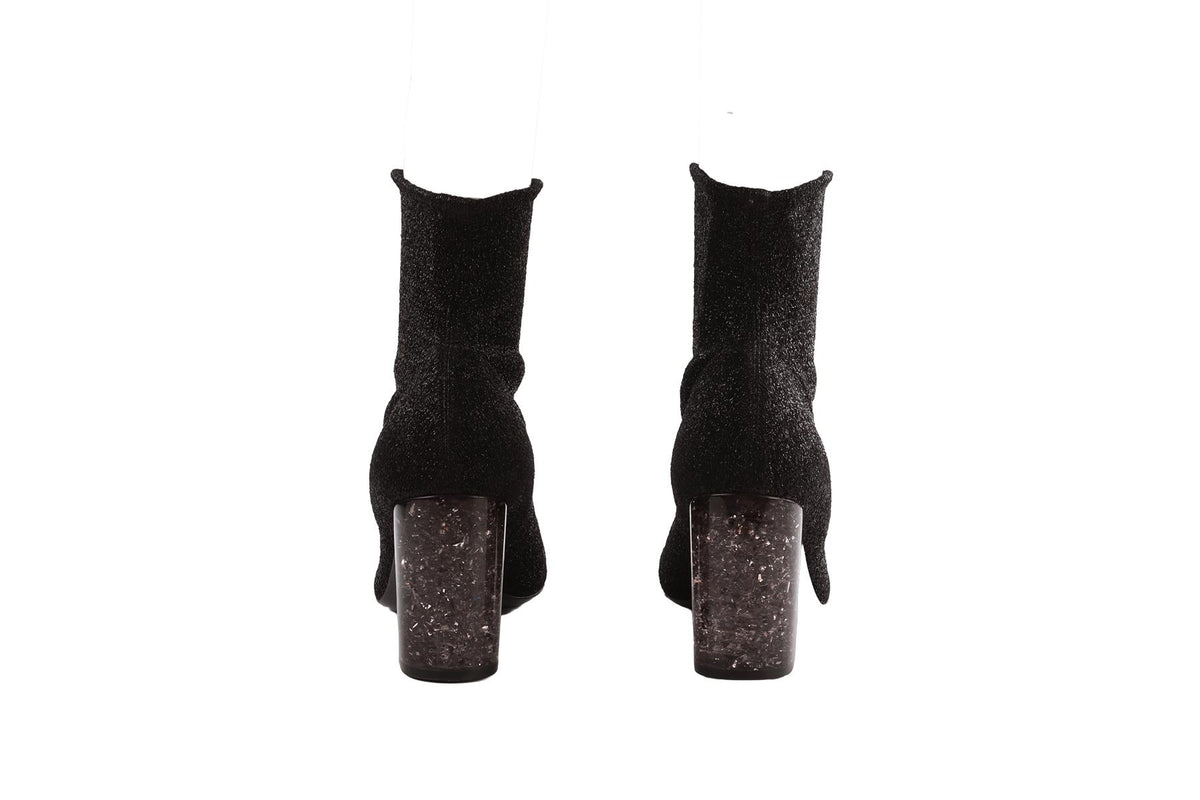 BLACK KNIT ANKLE BOOTS