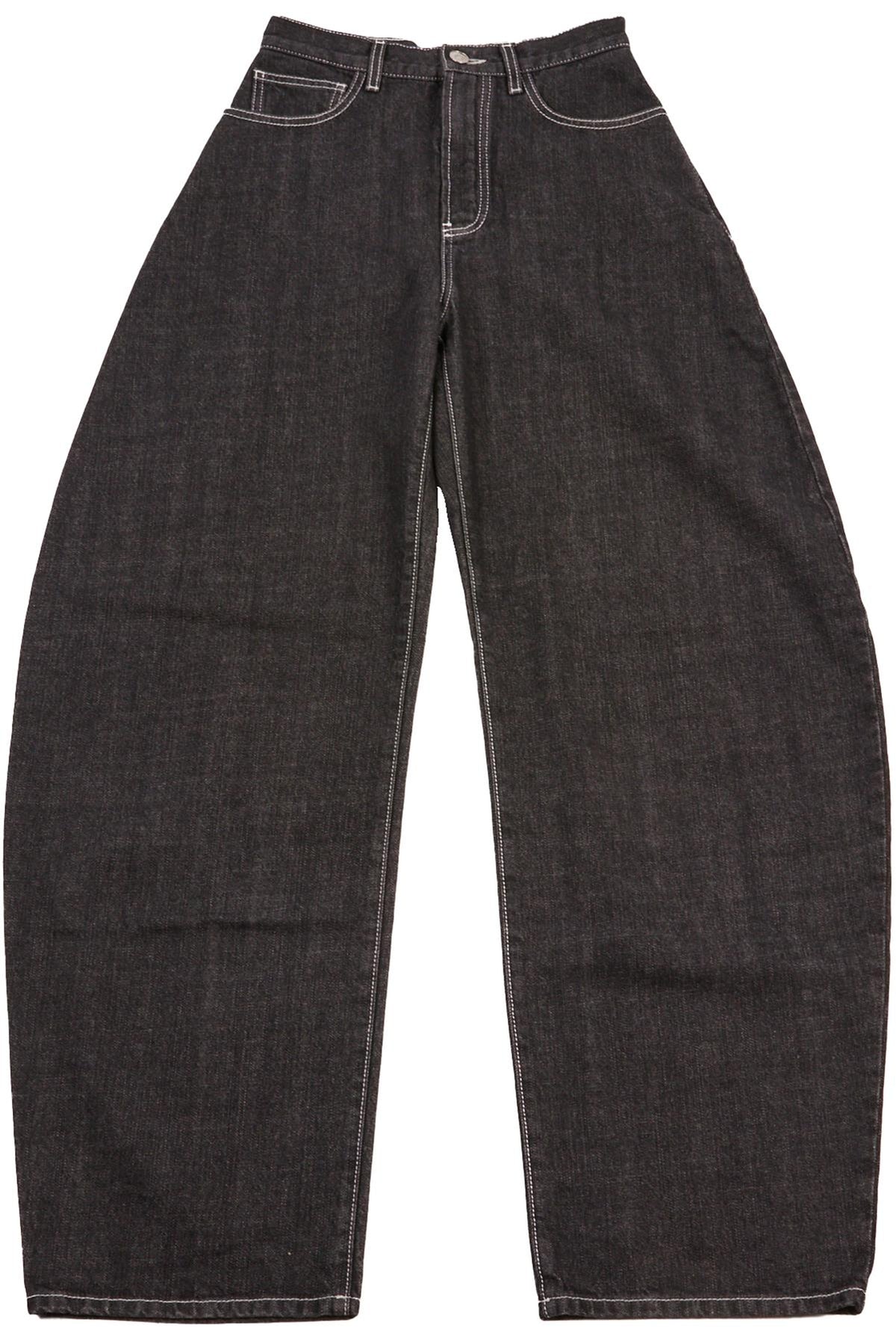 ALAÏA GREY HIGH RISE TAPERED JEANS FR 38