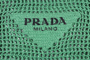 PRADA GREEN RAFFIA TOTE BAG