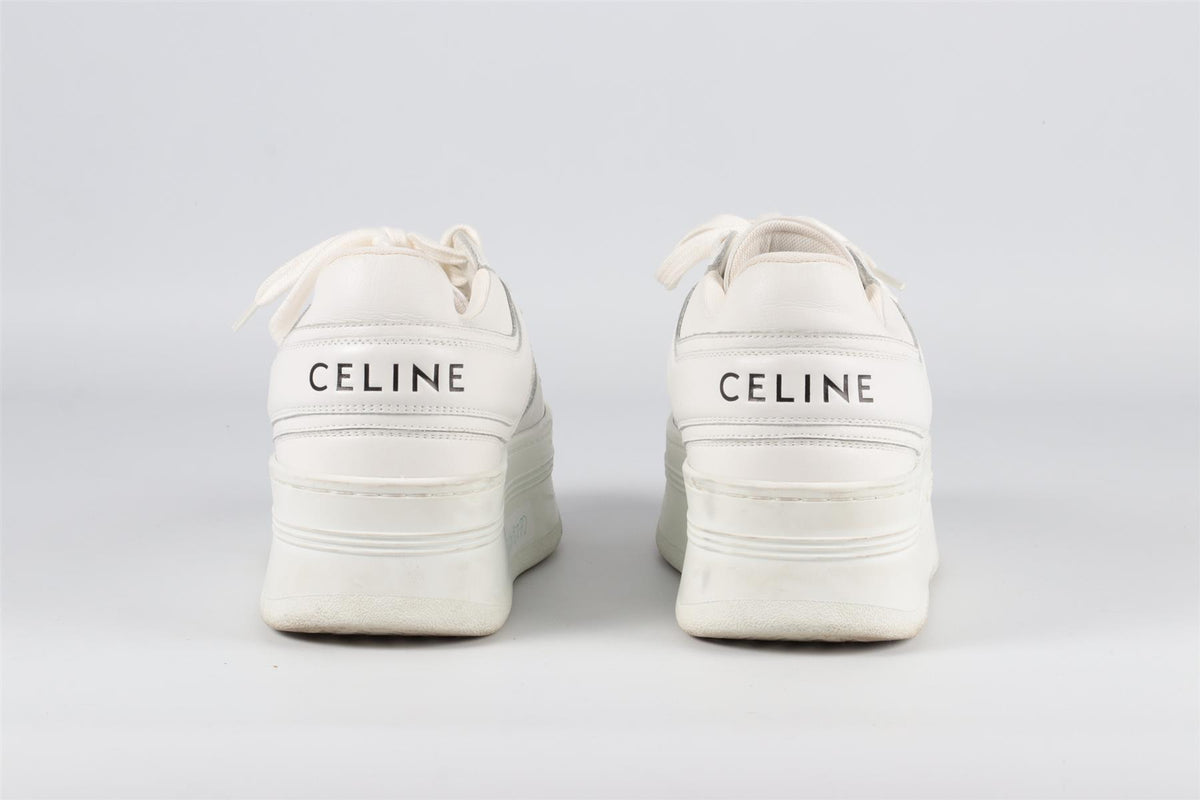 CELINE WHITE BLOCK LEATHER PLATFORM SNEAKERS EU 38 UK 5 US 8