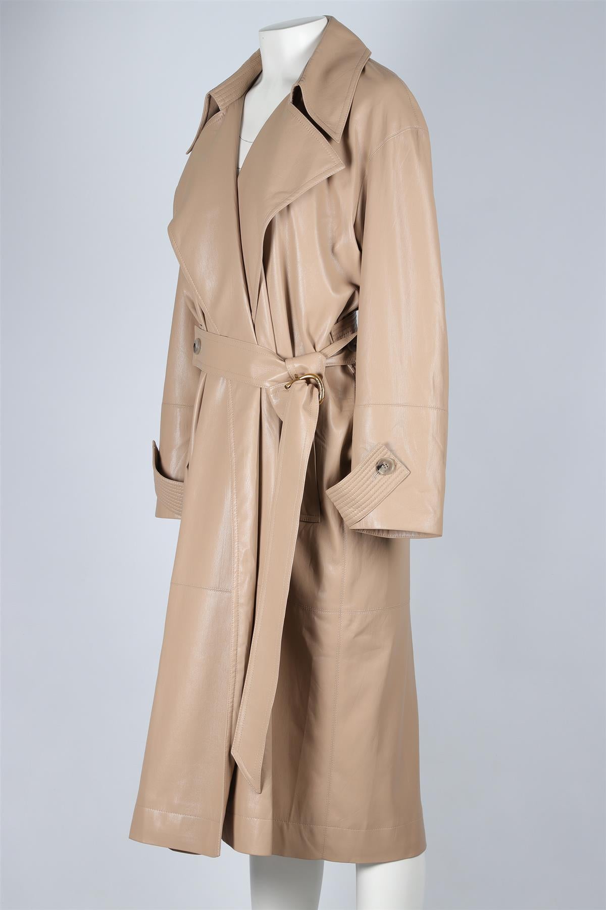 NANUSHKA BEIGE LEATHER TRENCH COAT SMALL