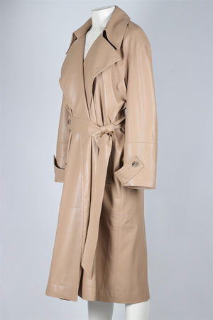 NANUSHKA BEIGE LEATHER TRENCH COAT SMALL