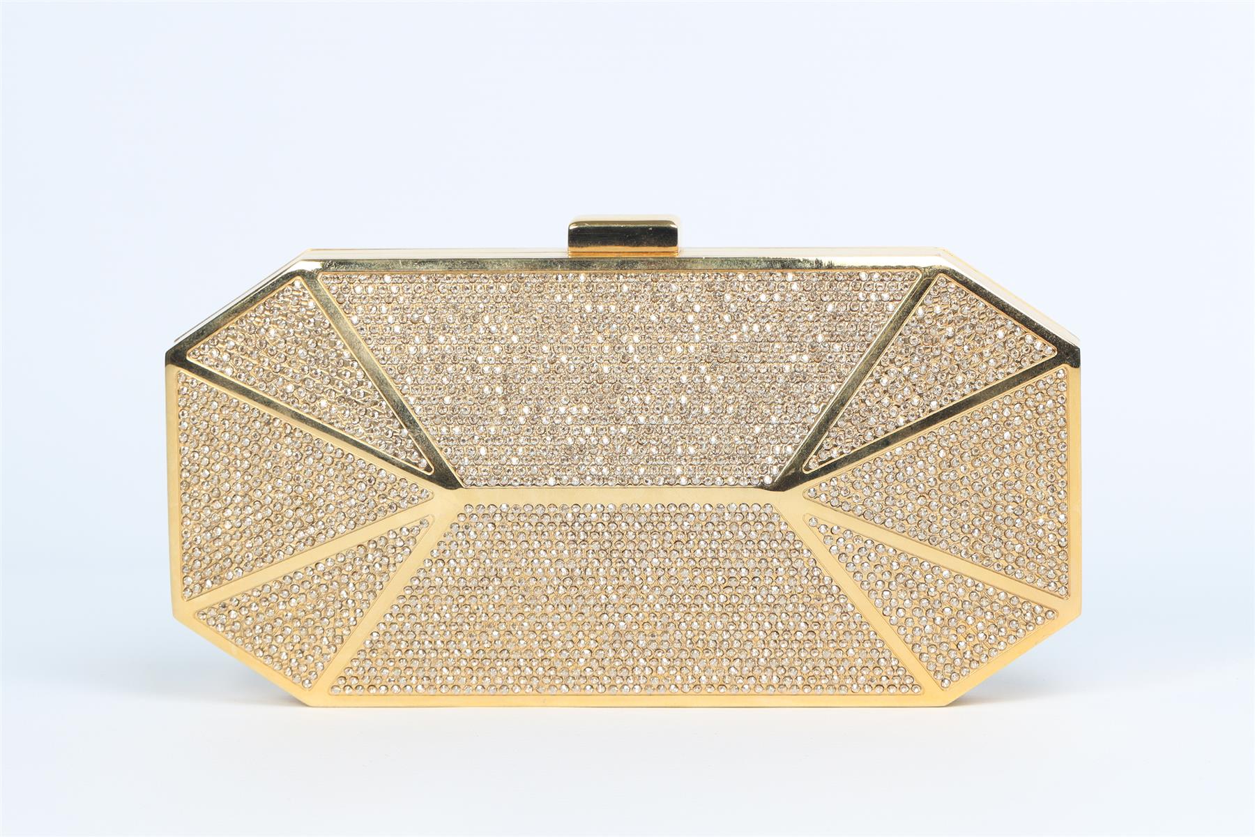 THE STARK GOLD CRYSTAL AND METAL CLUTCH