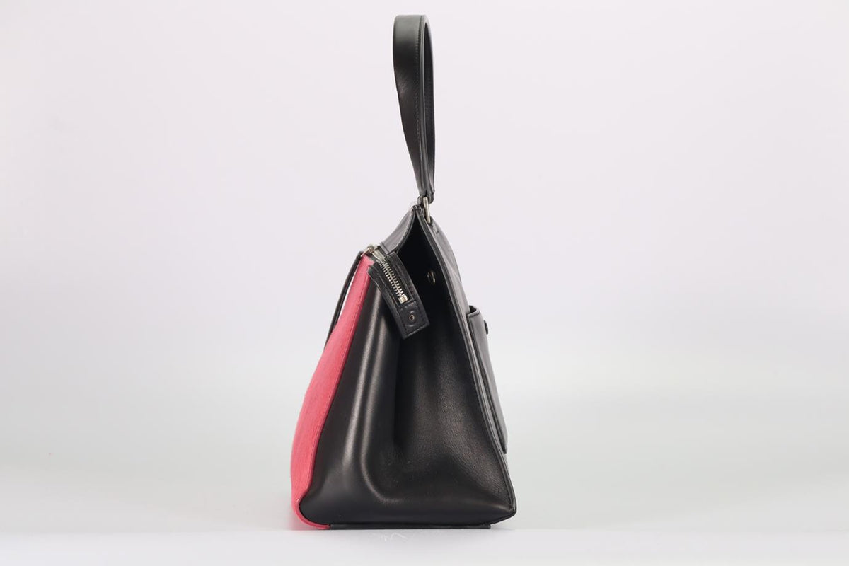 CELINE EDGE LARGE CALF HAIR AND LEATHER SHOULDER BAG