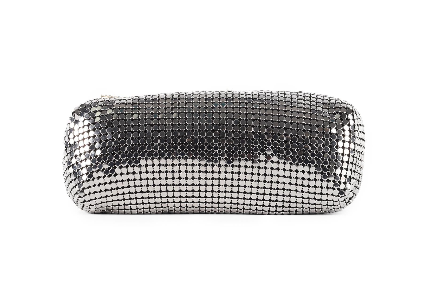 CHANEL SILVER 2023 CRYSTAL AND MESH CLUTCH WITH CHAIN