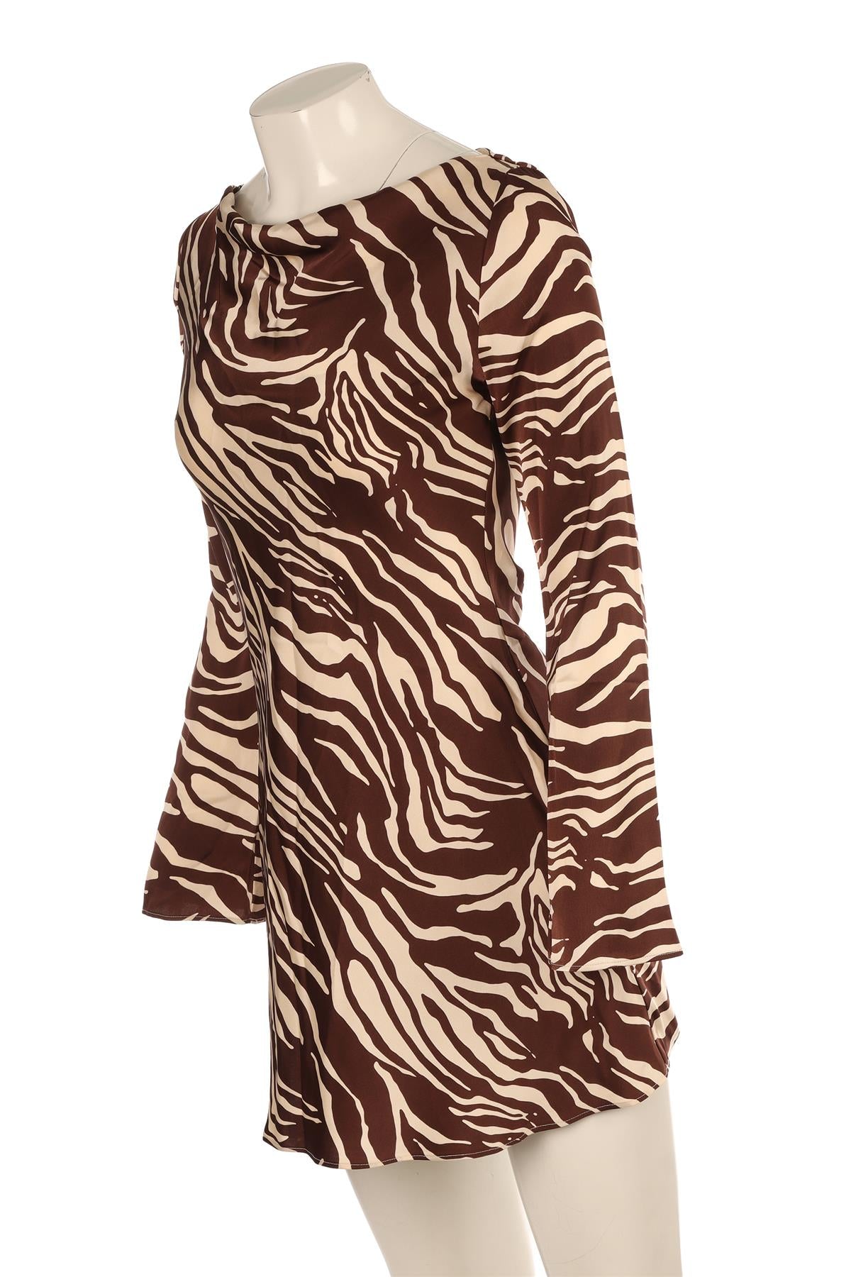 REFORMATION BROWN SATIN MINI DRESS XSMALL