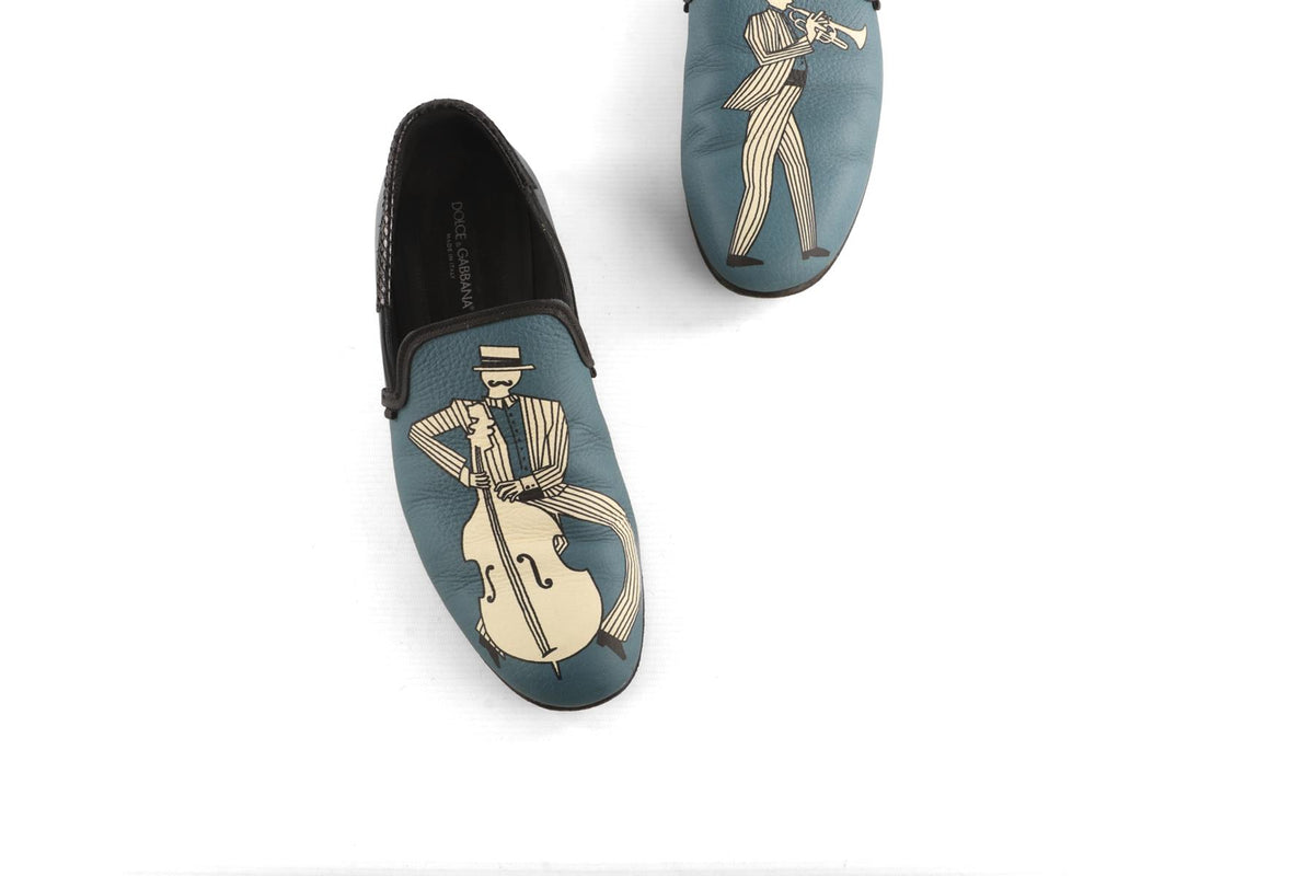DOLCE & GABBANA BLUE MEN'S LEATHER LOAFERS UK 9 EU 43 US 10