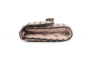 VALENTINO GARAVANI PINK ROCKSTUD LEATHER SHOULDER BAG