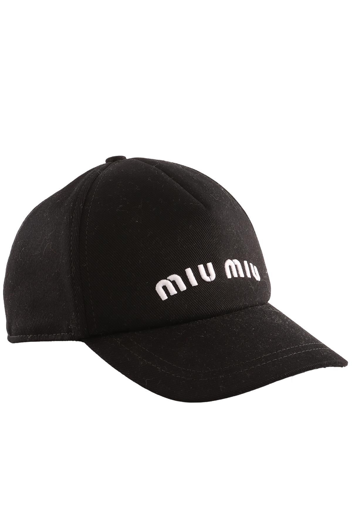 MIU MIU BLACK COTTON BASEBALL CAP MEDIUM