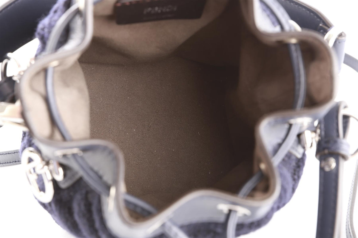 FENDI NAVY MON TRESOR MINI FABRIC BUCKET BAG