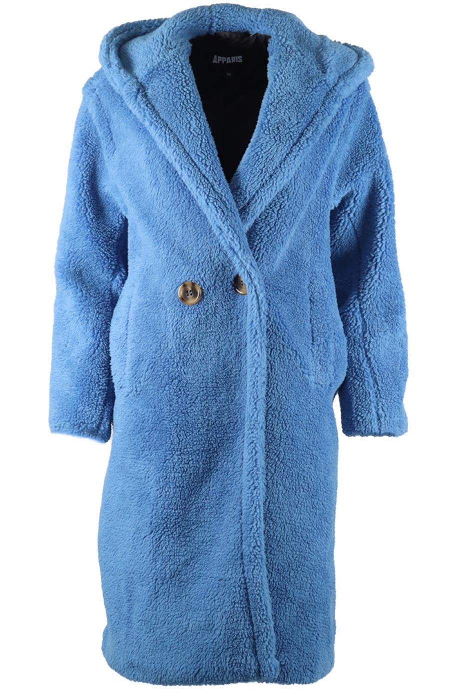 APPARIS HOODED FAUX SHEARLING COAT XSMALL