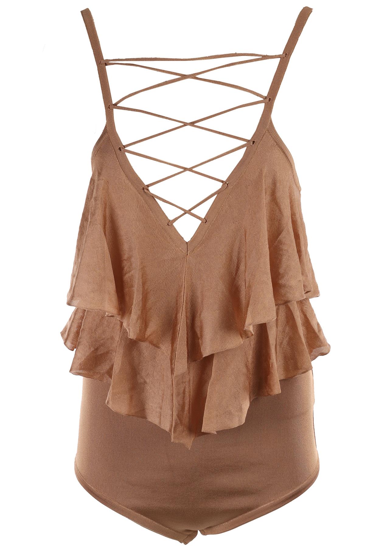 BALMAIN BEIGE KNIT BODYSUIT FR 38 UK 10