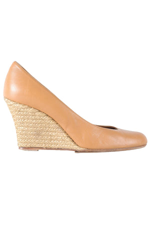 LANVIN TAN LEATHER WEDGE PUMPS EU 38 UK 5 US 8