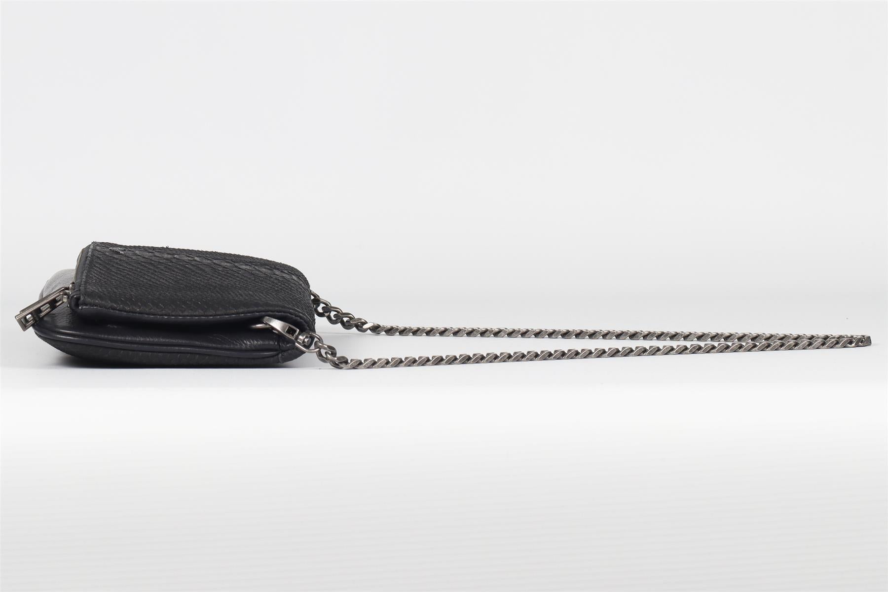 ZADIG & VOLTAIRE BLACK SAVAGE SNAKE EFFECT LEATHER SHOULDER BAG