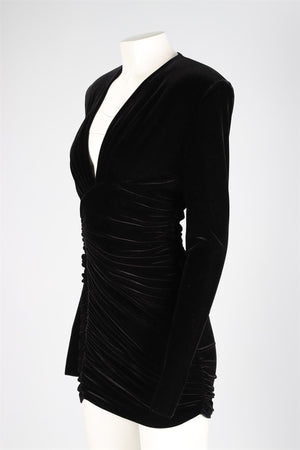 ALEXANDRE VAUTHIER BLACK VELVET MINI DRESS FR 38 UK 10