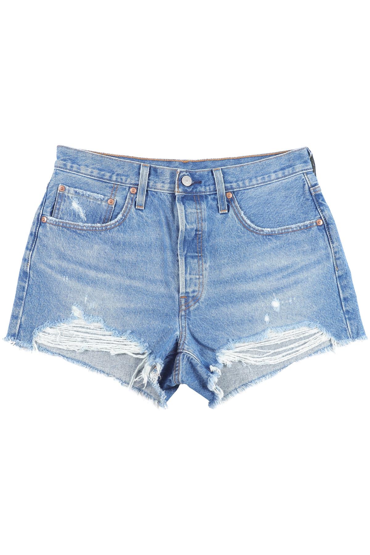 LEVI'S BLUE HIGH RISE DENIM SHORTS W30 UK 12