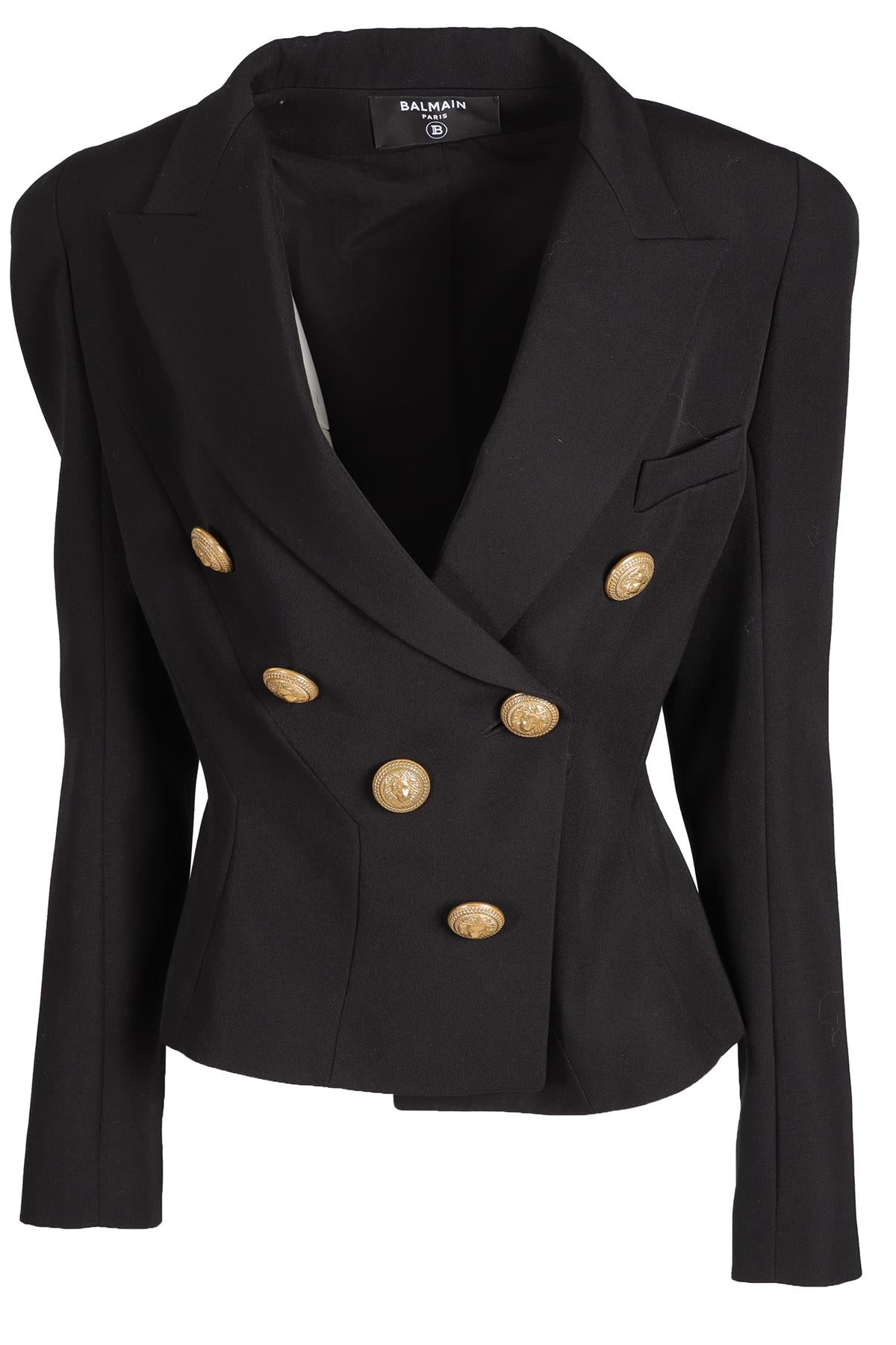BALMAIN BLACK WOOL BLAZER FR 46 UK 18
