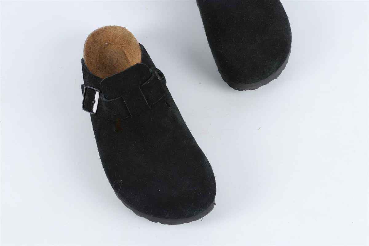 BIRKENSTOCK BLACK SUEDE SLIDERS EU 37 UK 4.5 US 6
