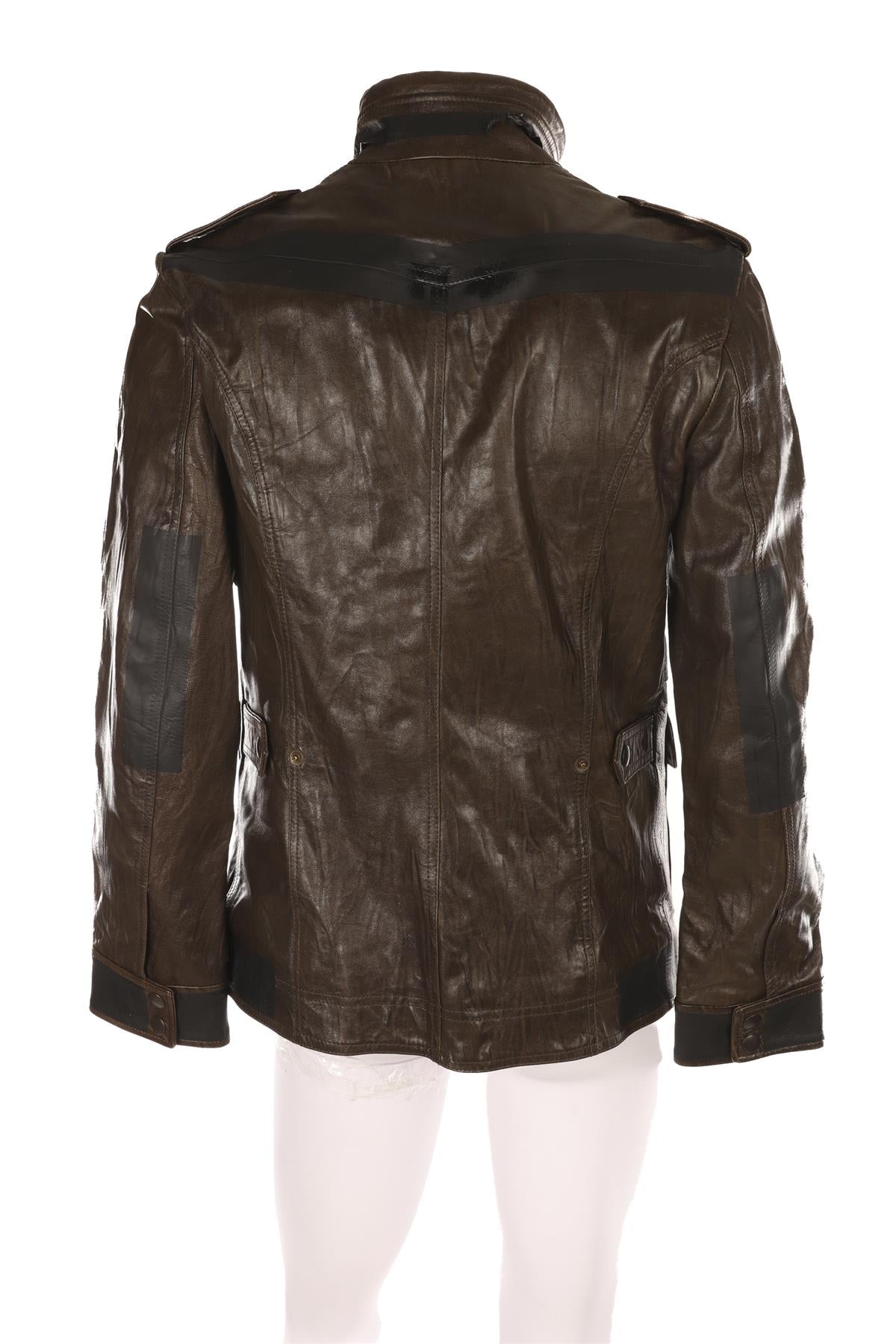 DOLCE & GABBANA MENS KHAKI LEATHER JACKET UK 38