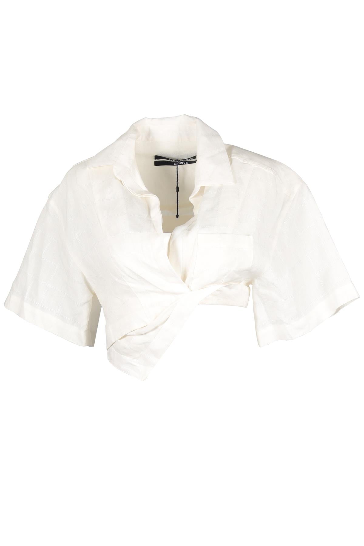 JACQUEMUS WHITE CROPPED LINE TOP FR 36 UK 8