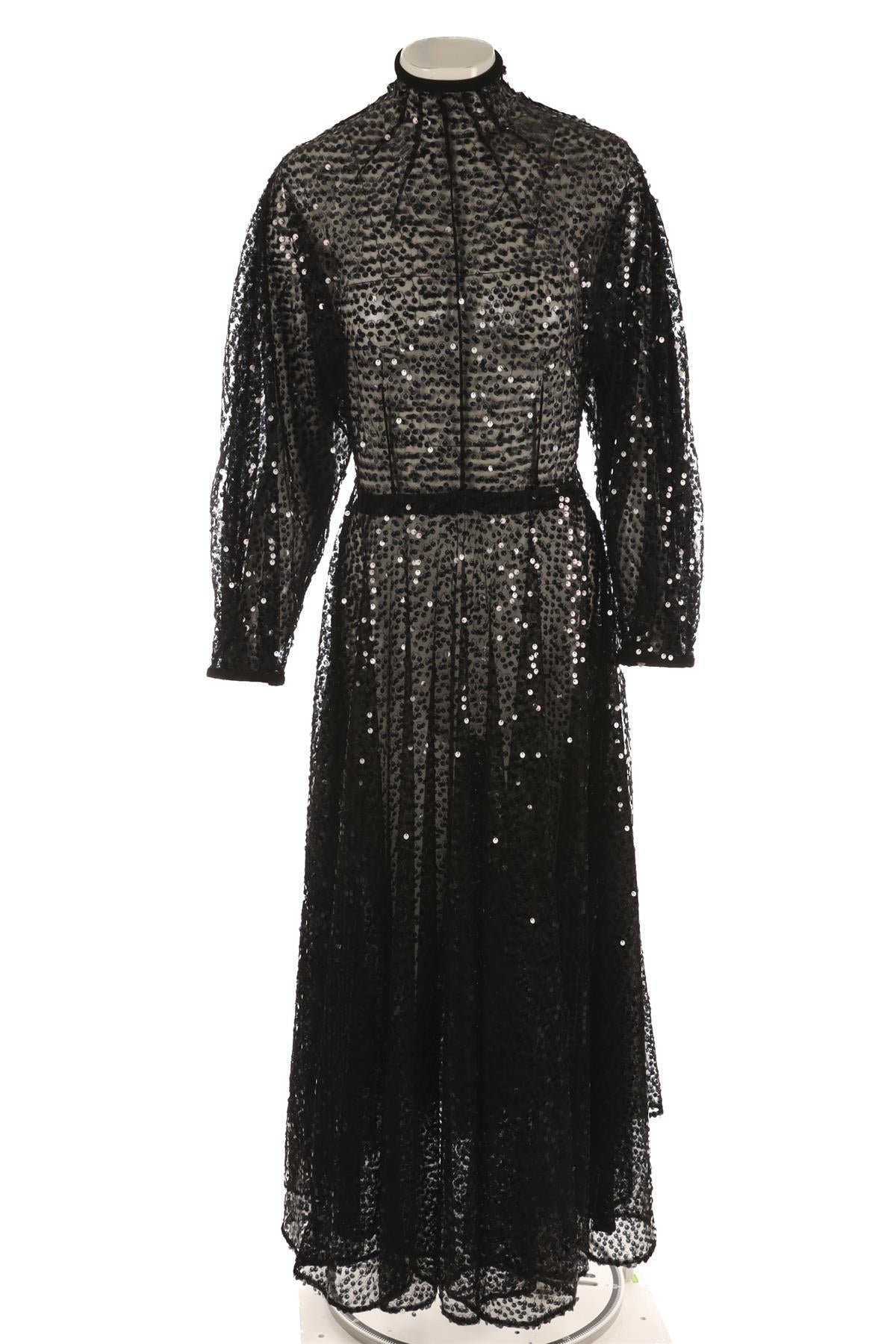 EMILIA WICKSTEAD BLACK SEQUIN MAXI DRESS UK 10
