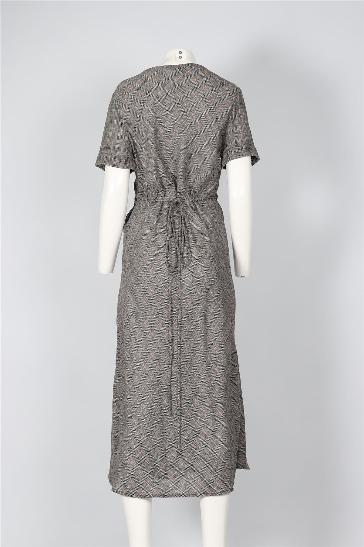 NICOLE FARHI GREY LINEN BLEND MIDI DRESS UK 10