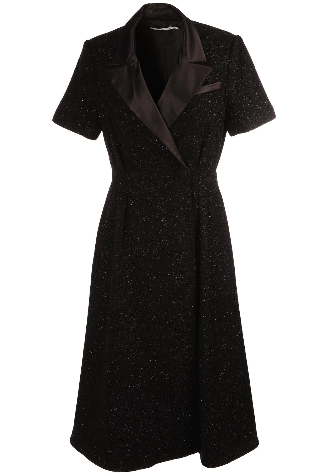 SELF-PORTRAIT BLACK TWEED MAXI DRESS UK 12