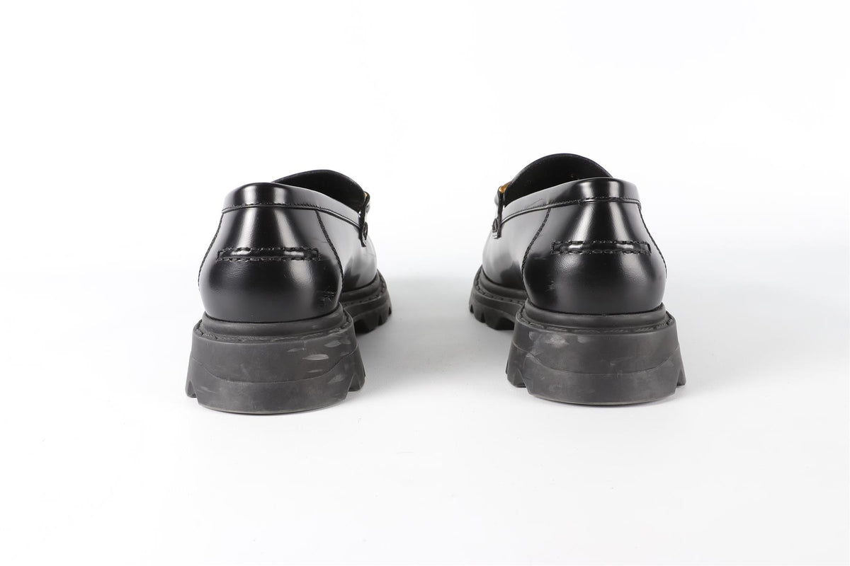 CHRISTIAN DIOR BLACK CODE LEATHER LOAFERS EU 38.5 UK 5.5 US 8.5