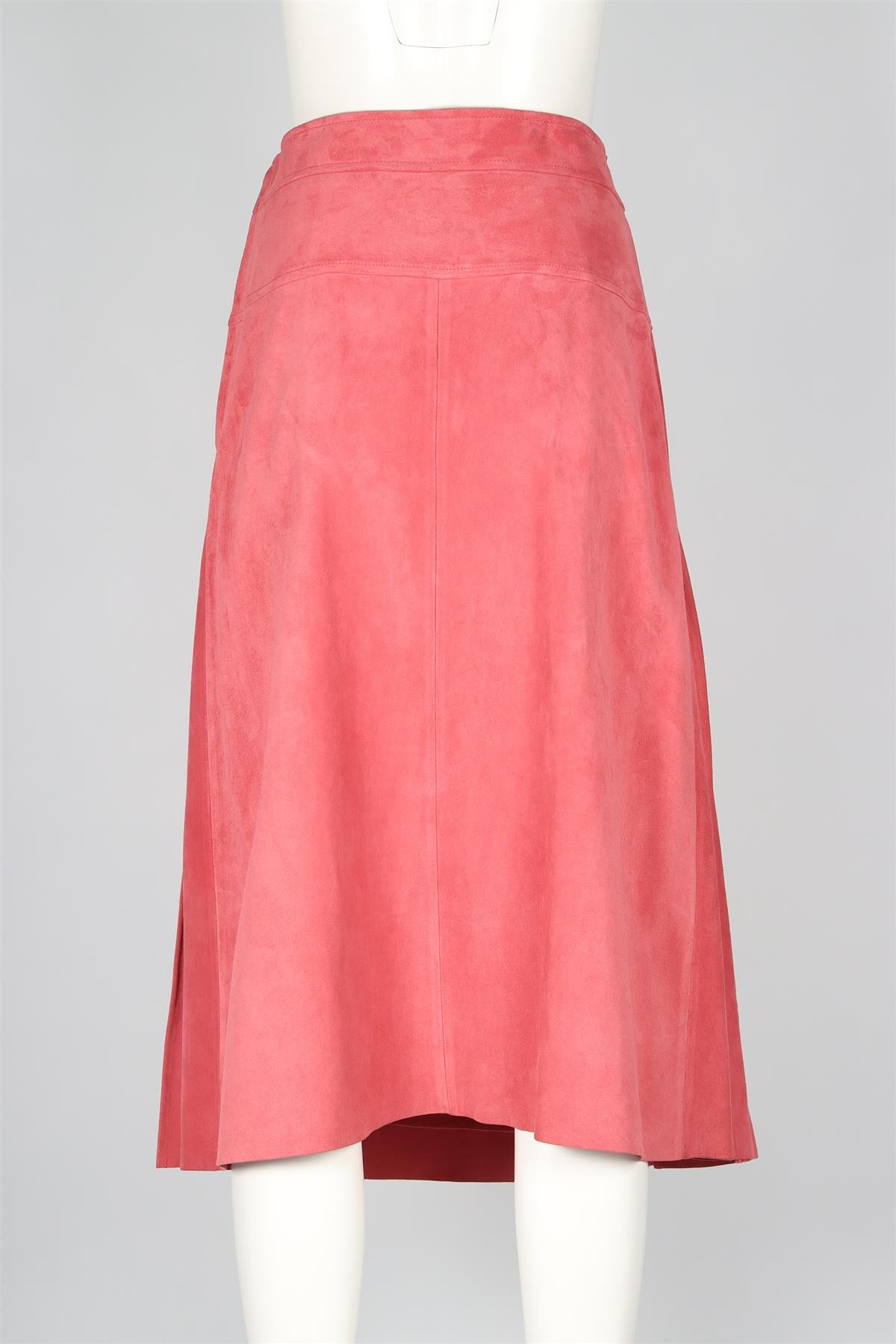 PRADA PINK SUEDE MIDI SKIRT IT 42 UK 10