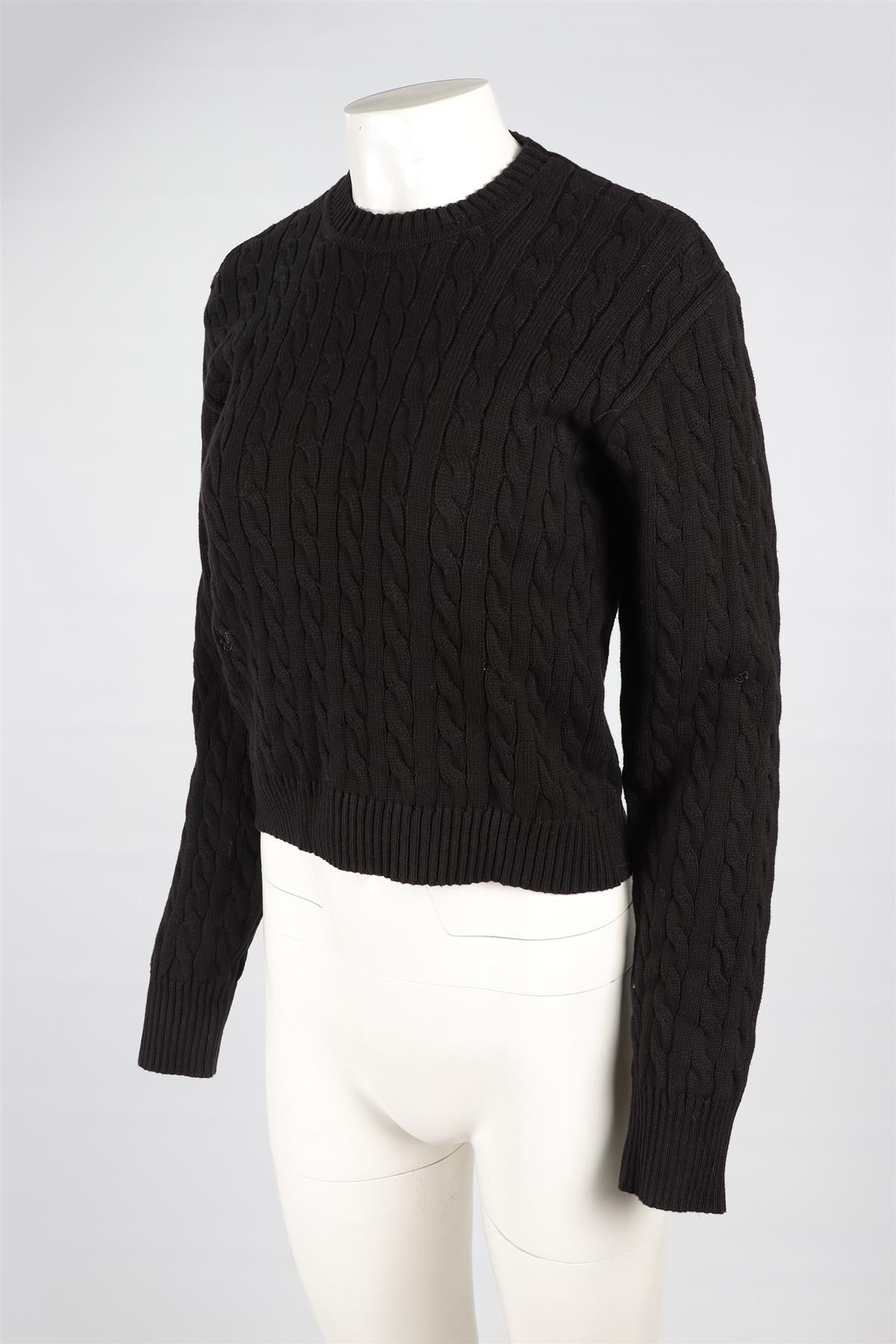 FRANKIES BIKINIS BLACK COTTON SWEATER XSMALL