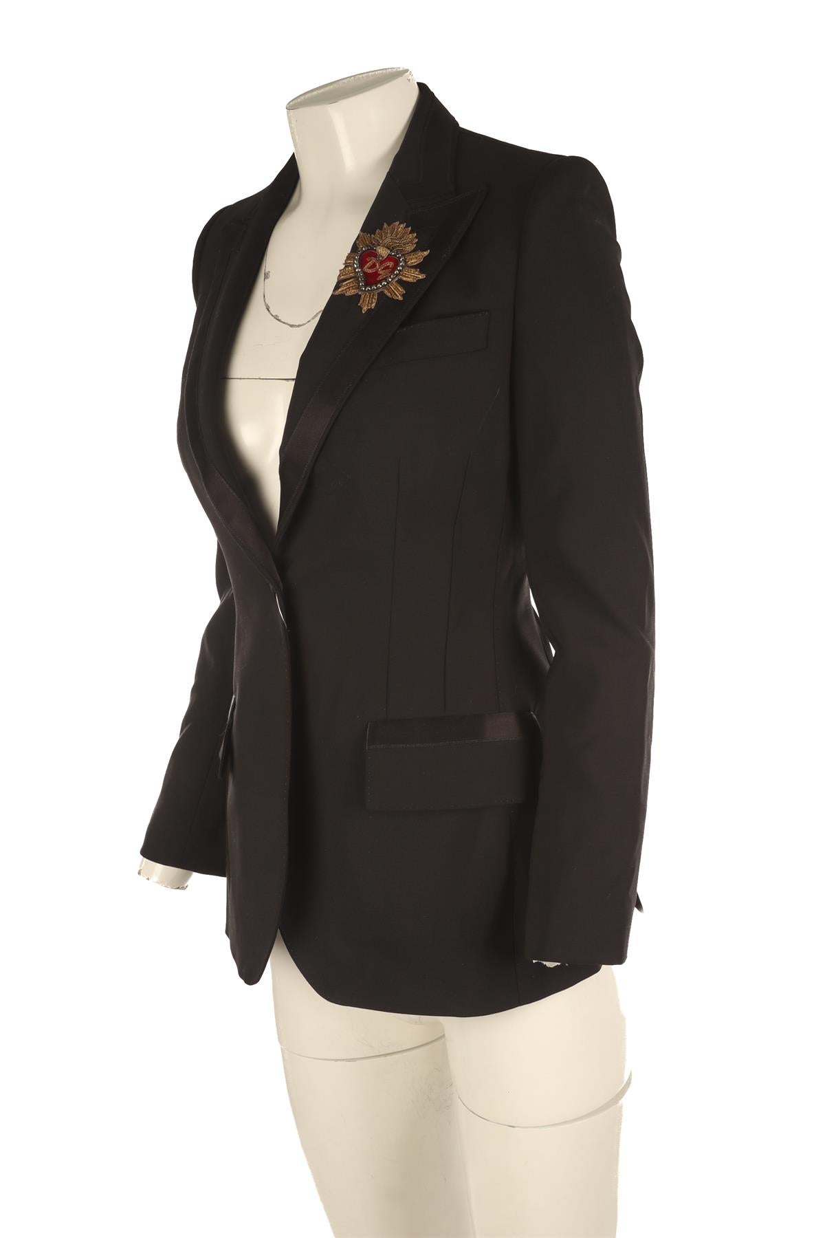 DOLCE & GABBANA BLACK WOOL BLAZER IT 38 UK 6