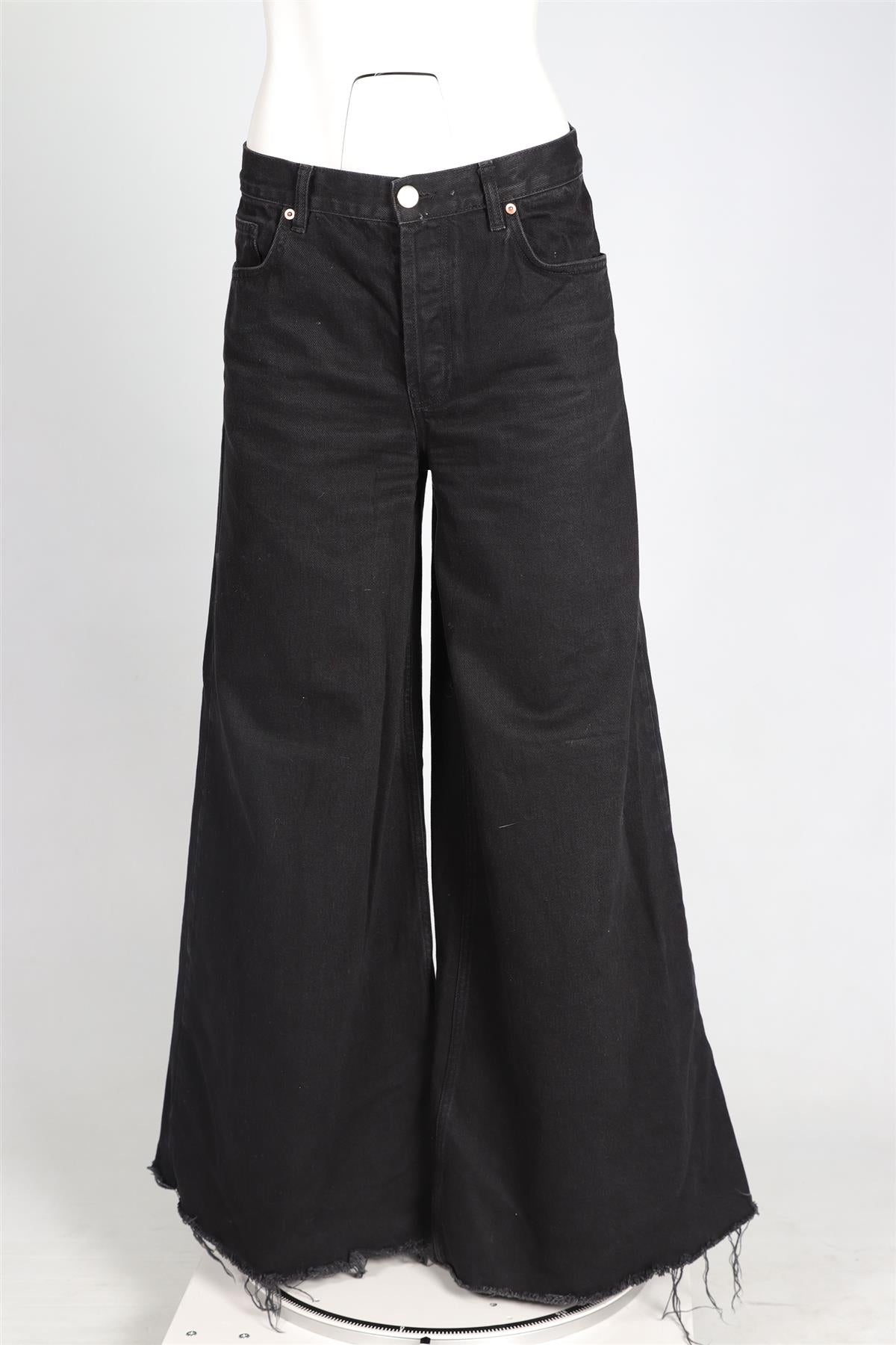 RAEY BLACK HIGH RISE WIDE LEG JEANS W30 UK 12