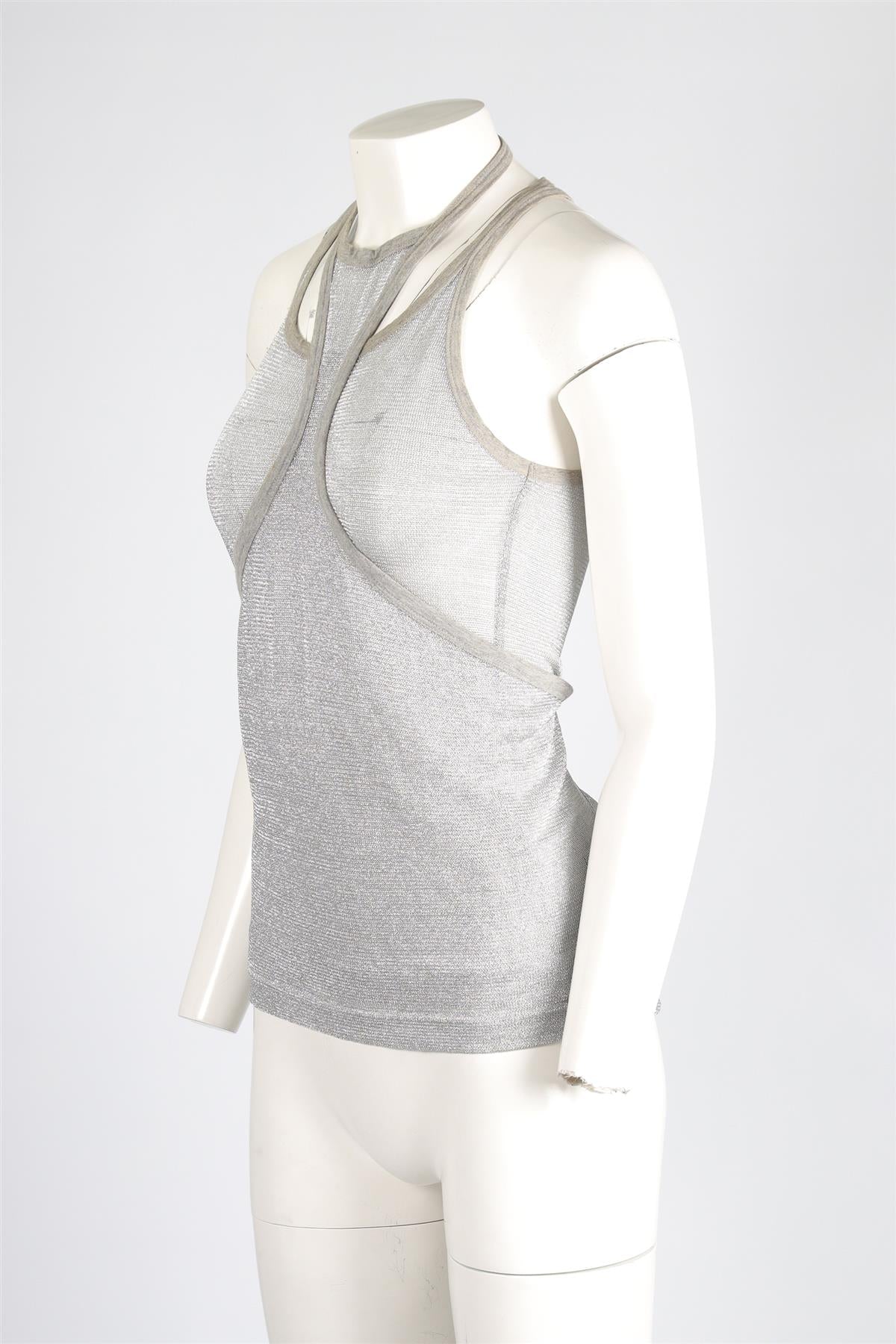 DOLCE & GABBANA SILVER KNIT TOP IT 40 UK 8
