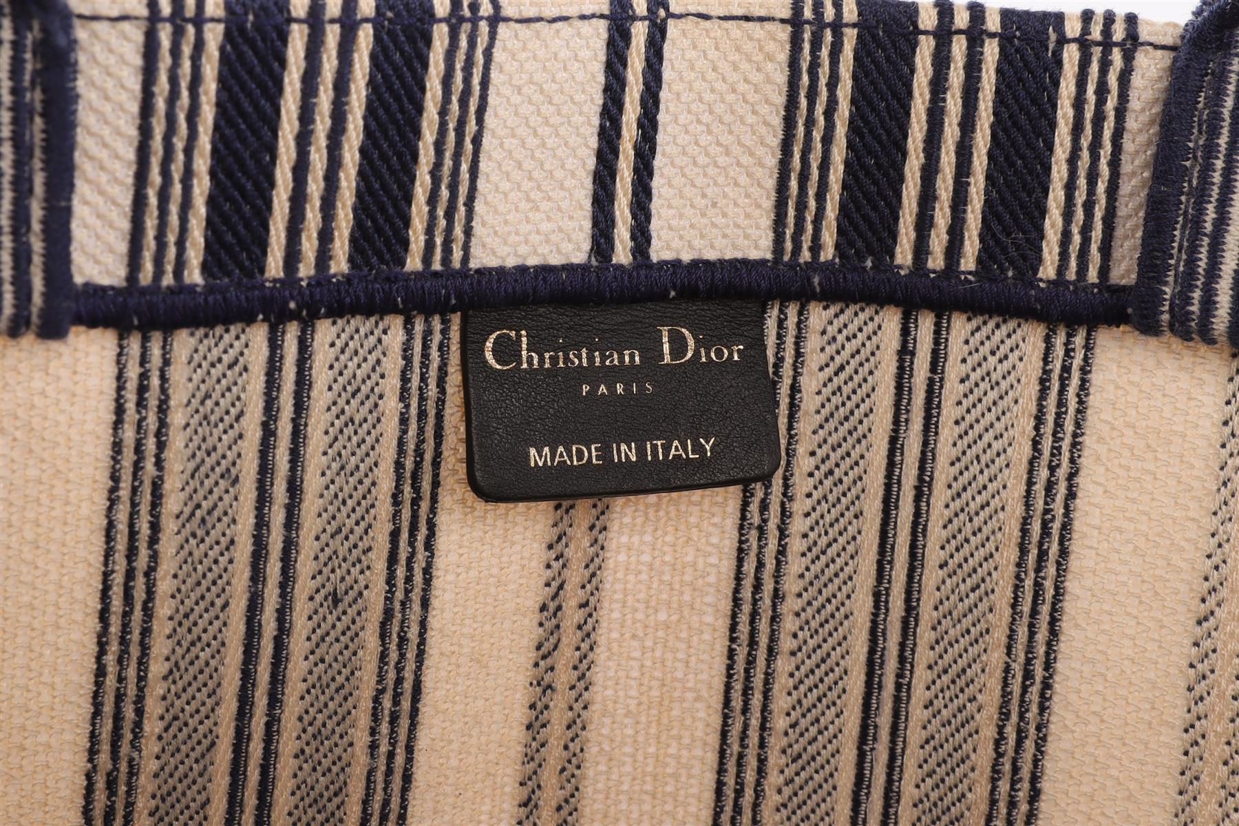 CHRISTIAN DIOR NAVY BOOK LARGE DIORIVIERA CANVAS TOTE BAG