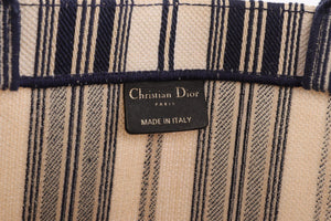 CHRISTIAN DIOR NAVY BOOK LARGE DIORIVIERA CANVAS TOTE BAG