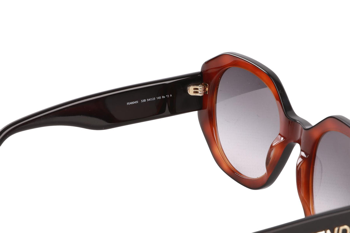 FENDI BROWN ROUND FRAME ACETATE SUNGLASSES