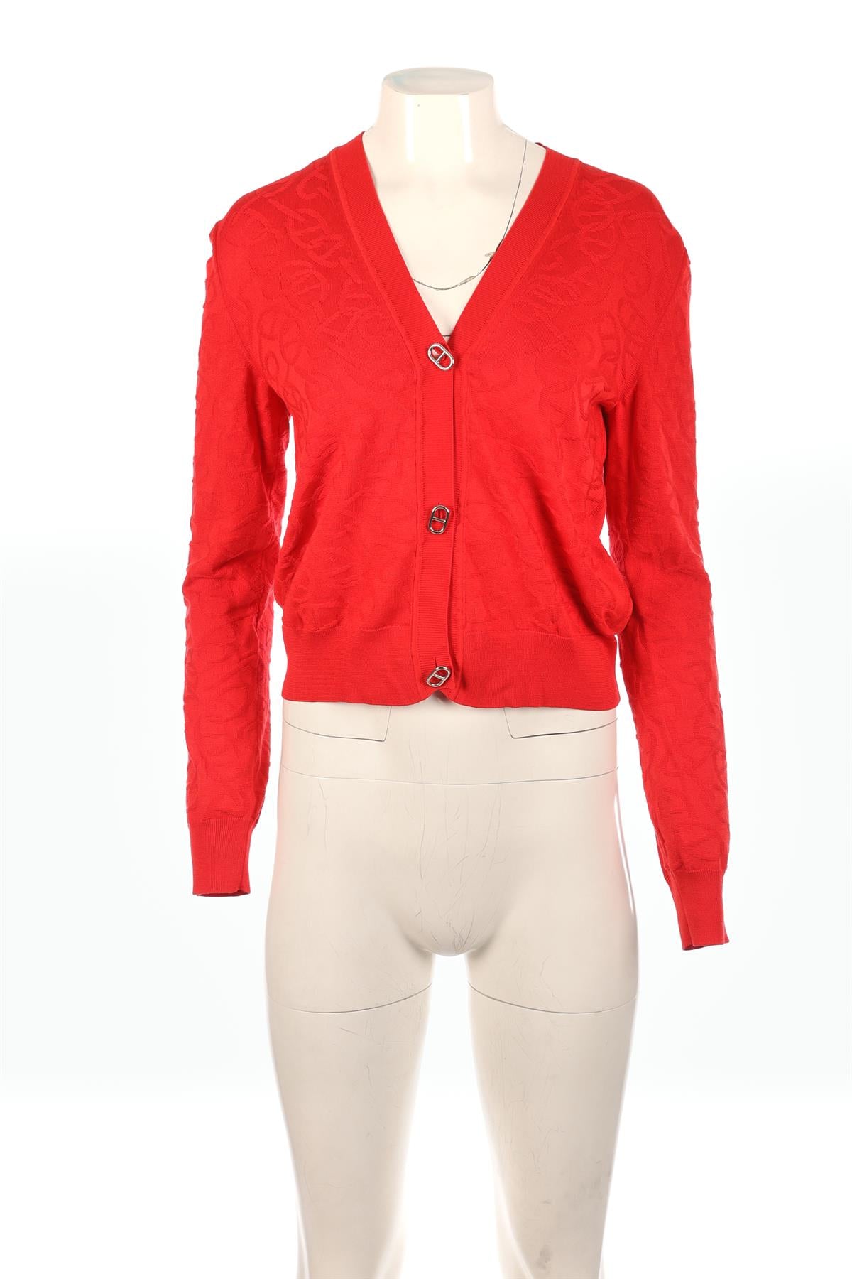 HERMÈS RED 2024 SILK CARDIGAN FR 40 UK 12
