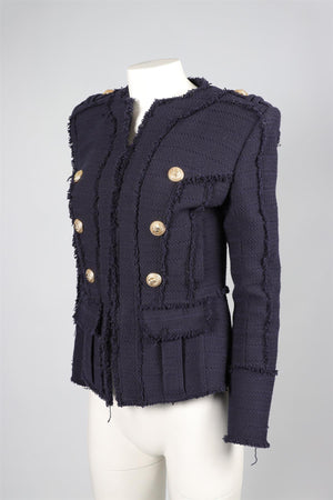 BALMAIN BLUE WOOL JACKET FR 36 UK 8