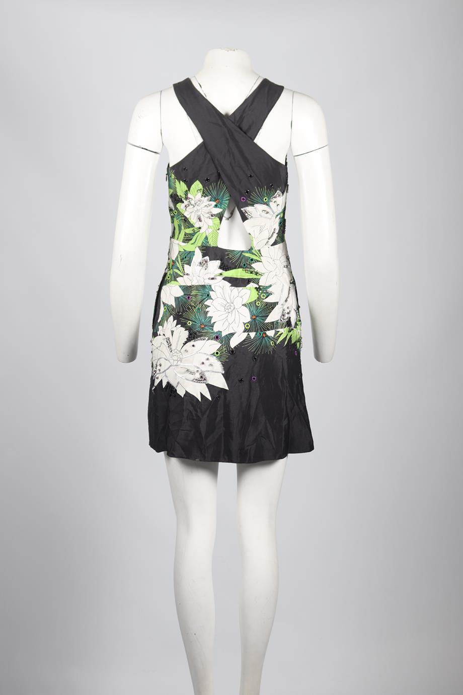 3.1 PHILLIP LIM CRYSTAL AND SILK MINI DRESS US 0 UK 2