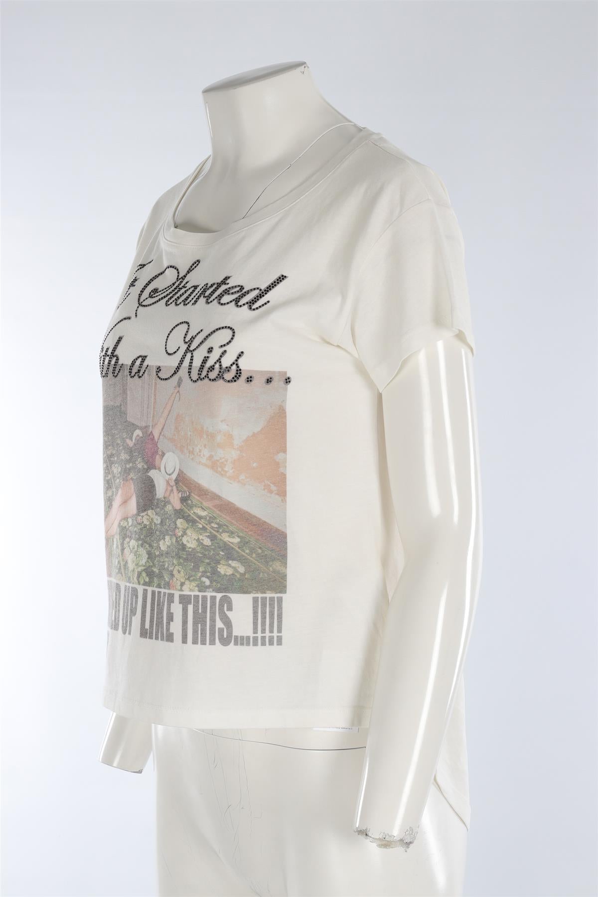 PHILIPP PLEIN WHITE COTTON TOP XSMALL