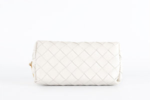 BOTTEGA VENETA WHITE INTRECCIATO LEATHER POUCH