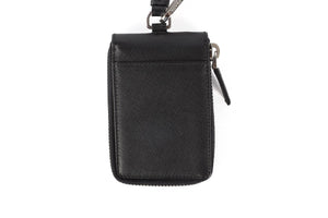 PRADA BLACK SAFFIANO LEATHER KEY HOLDER