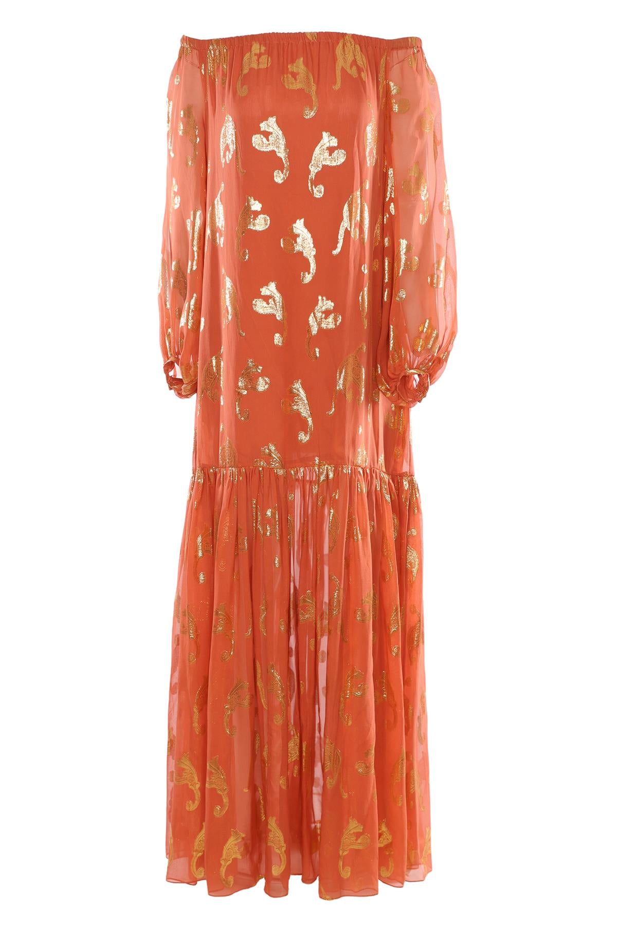 RACHEL ZOE ORANGE SILK MAXI DRESS US 4 UK 8