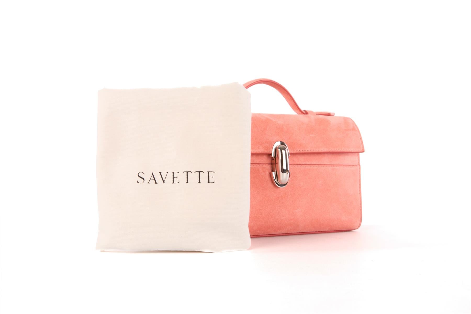 SAVETTE PINK SYMMETRY SUEDE TOTE BAG