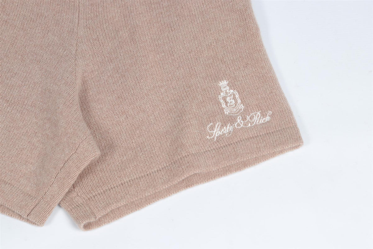 SPORTY & RICH TAUPE CASHMERE SHORTS MEDIUM