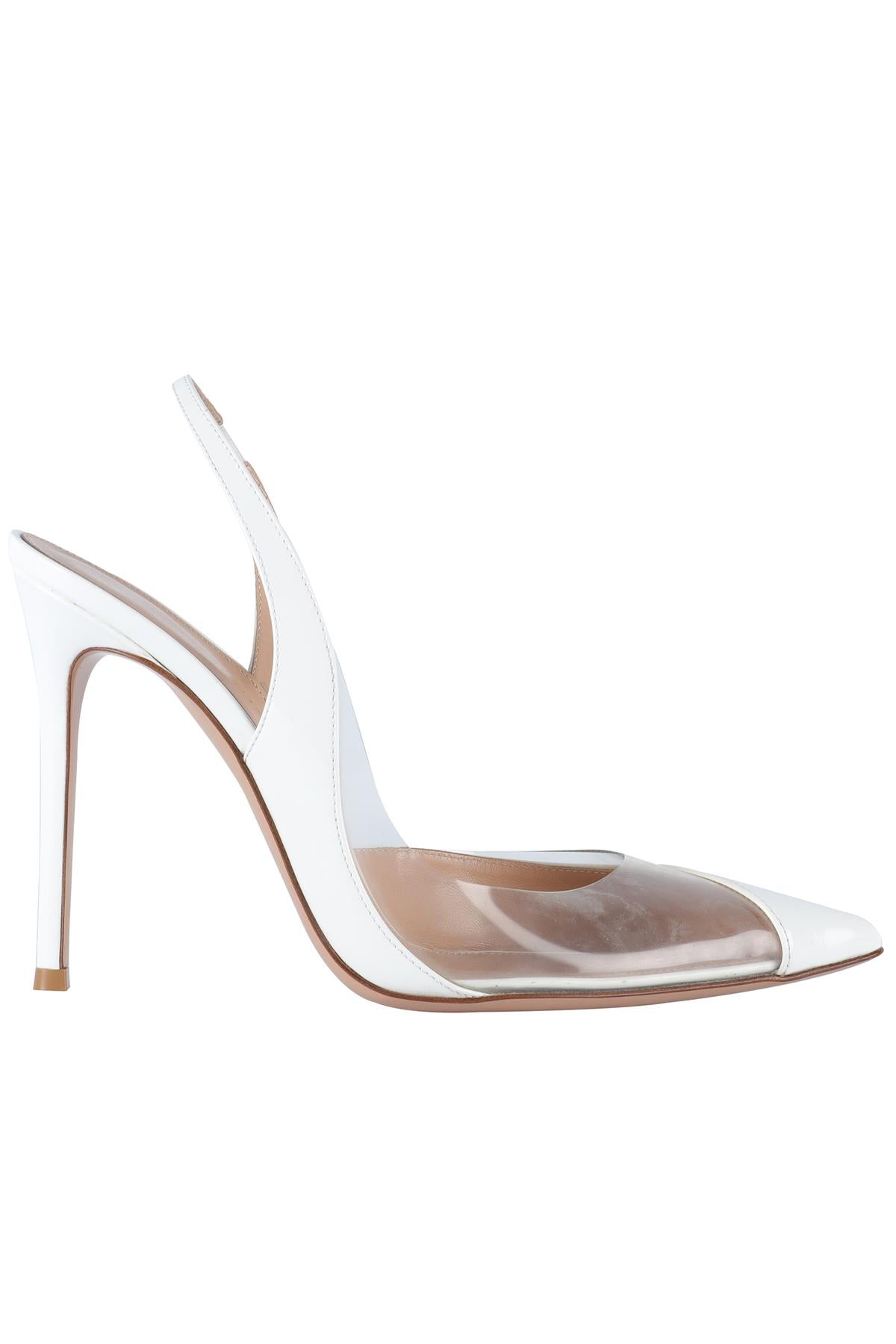 GIANVITO ROSSI WHITE PATENT LEATHER SLINGBACK PUMPS EU 40 UK 7 US 10
